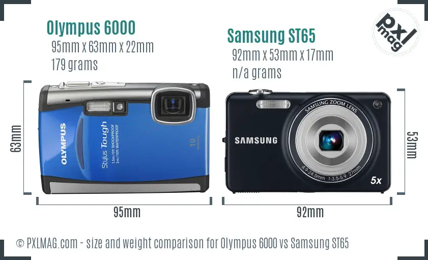 Olympus 6000 vs Samsung ST65 size comparison