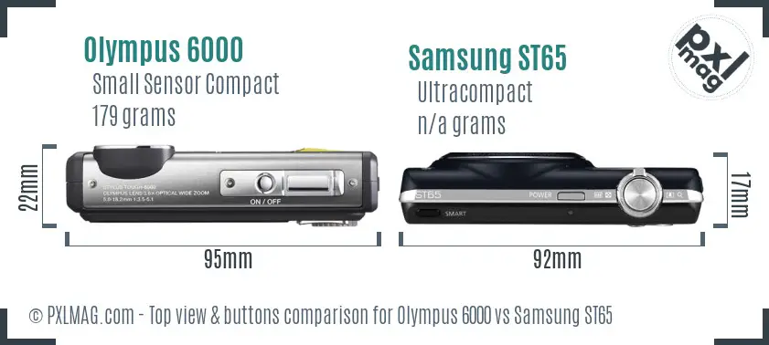 Olympus 6000 vs Samsung ST65 top view buttons comparison