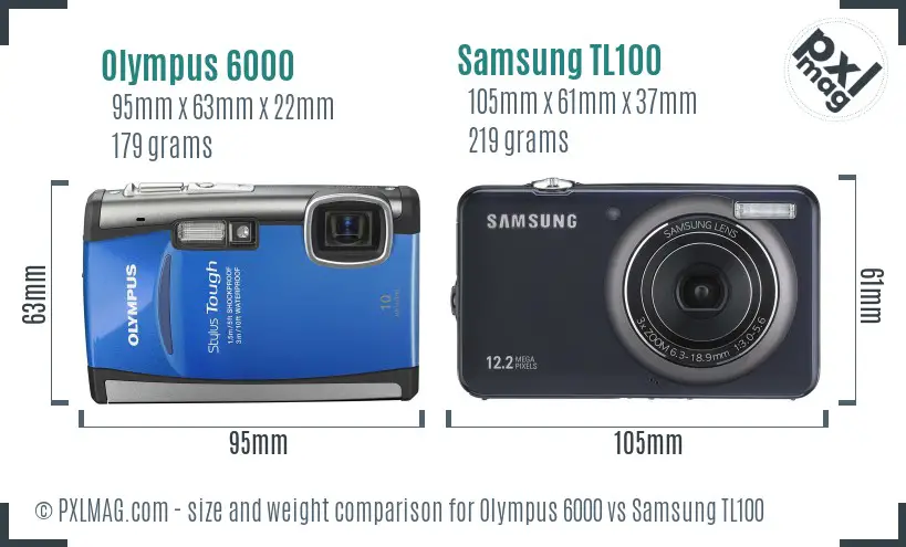 Olympus 6000 vs Samsung TL100 size comparison