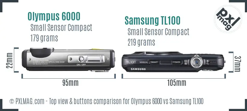 Olympus 6000 vs Samsung TL100 top view buttons comparison