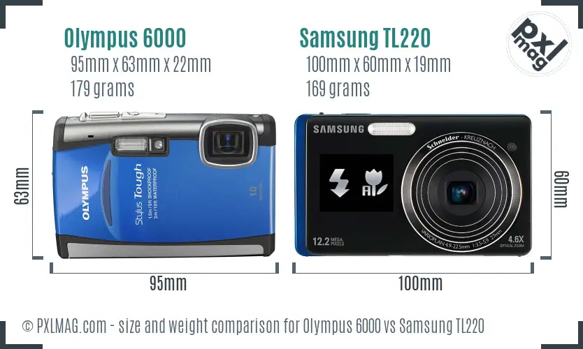 Olympus 6000 vs Samsung TL220 size comparison
