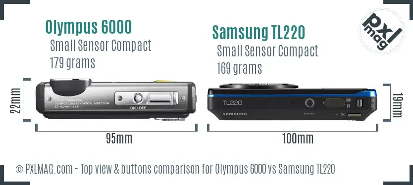 Olympus 6000 vs Samsung TL220 top view buttons comparison