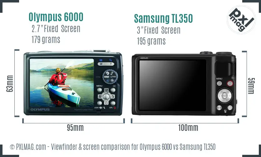 Olympus 6000 vs Samsung TL350 Screen and Viewfinder comparison Olympus 6000 vs Samsung TL350 Screen and Viewfinder comparison