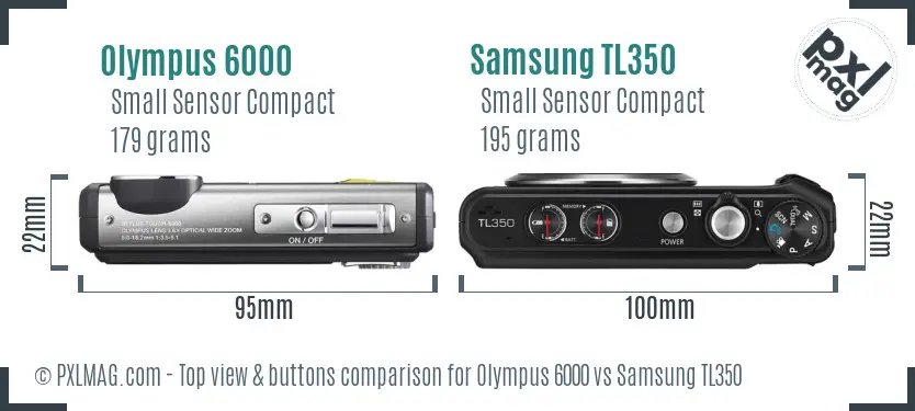 Olympus 6000 vs Samsung TL350 top view buttons comparison Olympus 6000 vs Samsung TL350 top view buttons comparison