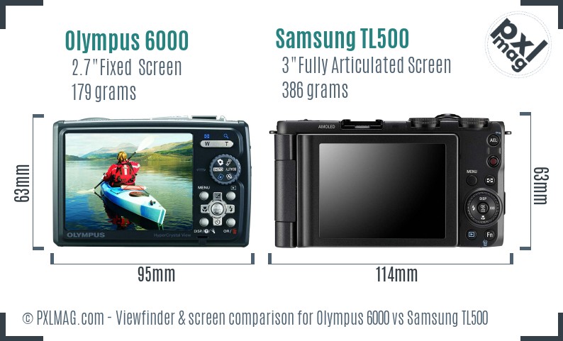 Olympus 6000 vs Samsung TL500 Screen and Viewfinder comparison