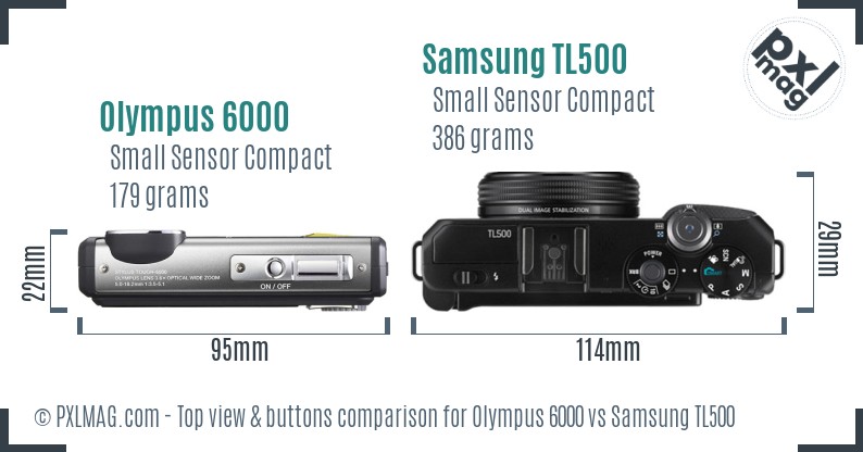 Olympus 6000 vs Samsung TL500 top view buttons comparison