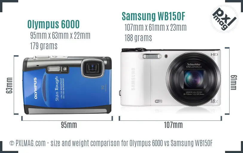 Olympus 6000 vs Samsung WB150F size comparison Olympus 6000 vs Samsung WB150F size comparison