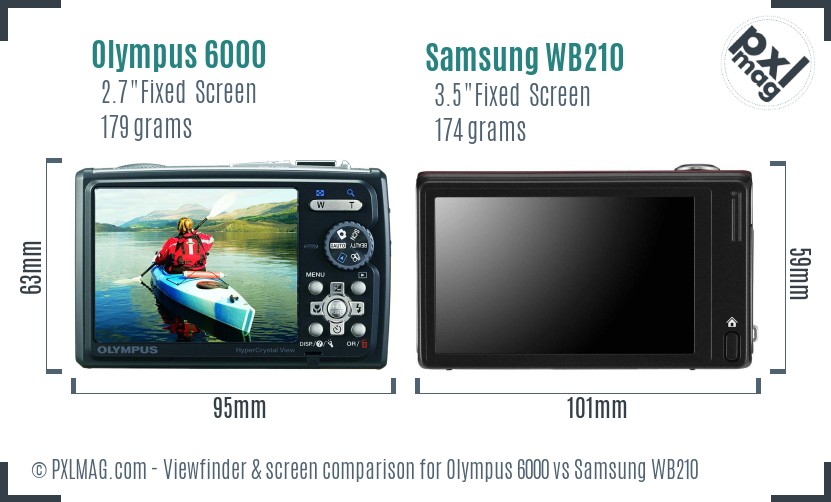 Olympus 6000 vs Samsung WB210 Screen and Viewfinder comparison