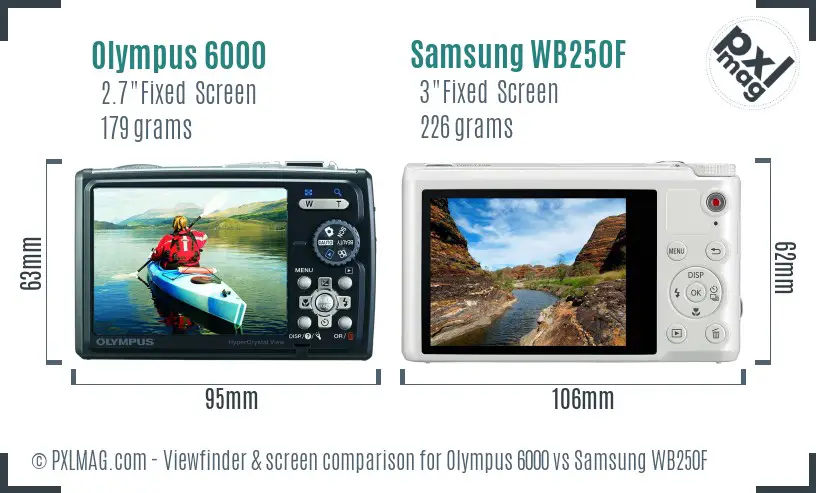 Olympus 6000 vs Samsung WB250F Screen and Viewfinder comparison Olympus 6000 vs Samsung WB250F Screen and Viewfinder comparison