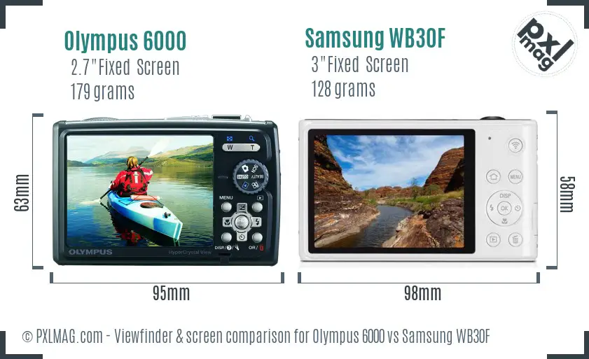 Olympus 6000 vs Samsung WB30F Screen and Viewfinder comparison