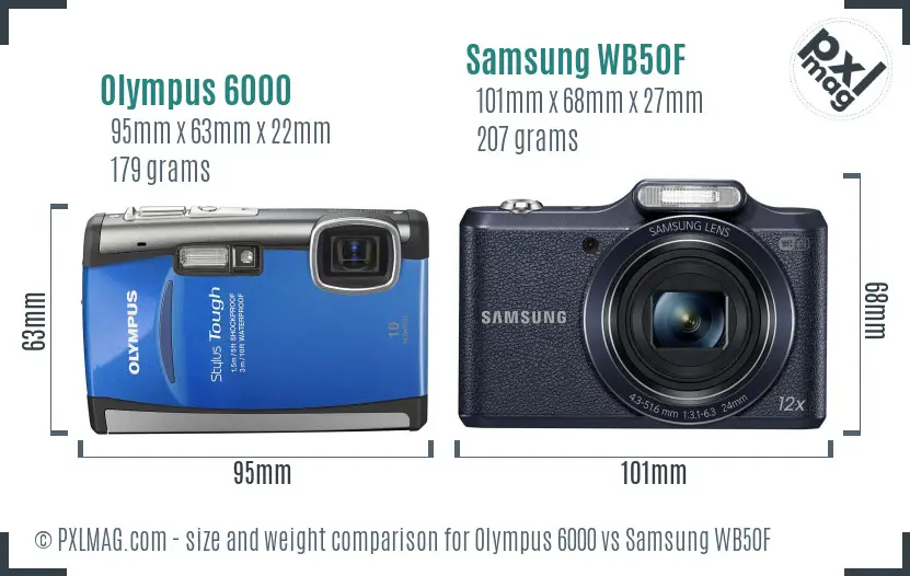 Olympus 6000 vs Samsung WB50F size comparison Olympus 6000 vs Samsung WB50F size comparison