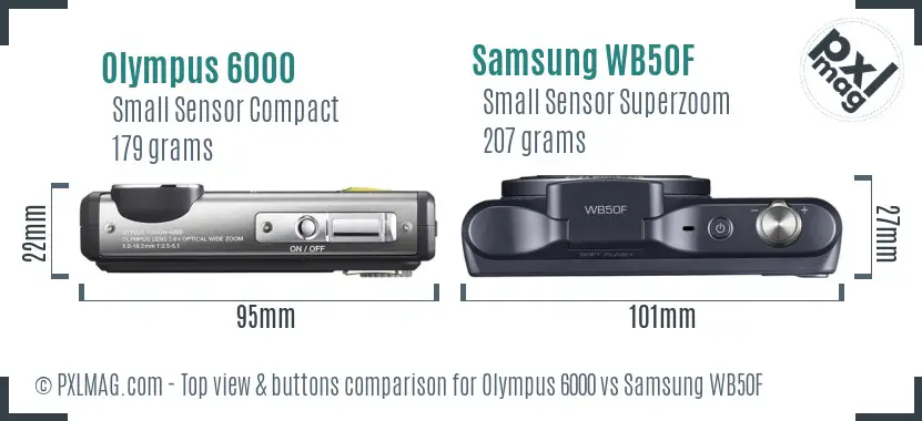Olympus 6000 vs Samsung WB50F top view buttons comparison