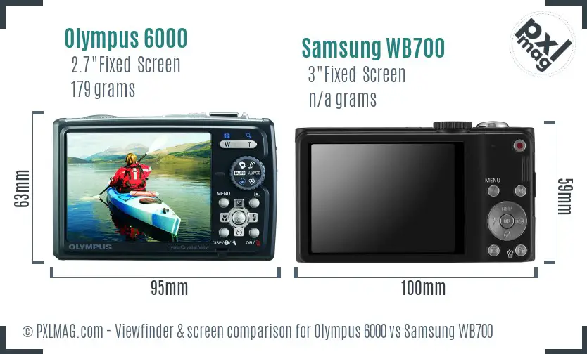 Olympus 6000 vs Samsung WB700 Screen and Viewfinder comparison
