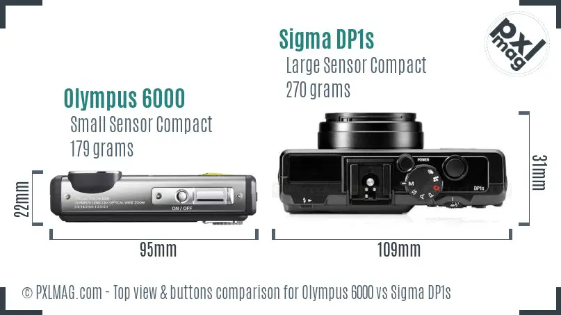 Olympus 6000 vs Sigma DP1s top view buttons comparison