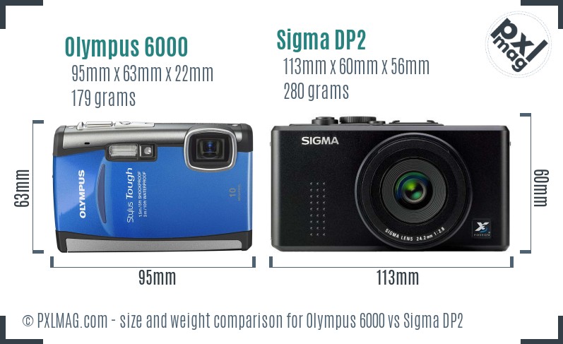 Olympus 6000 vs Sigma DP2 size comparison