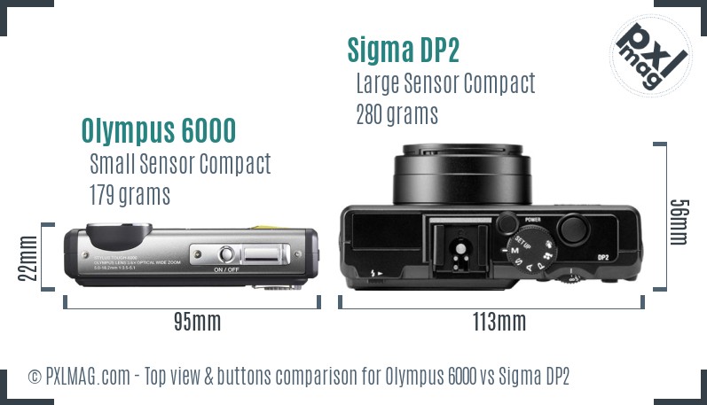 Olympus 6000 vs Sigma DP2 top view buttons comparison