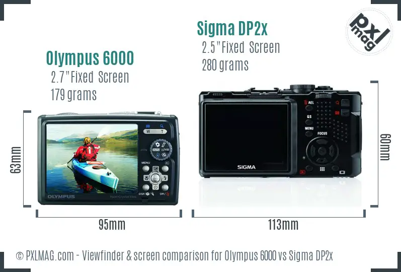 Olympus 6000 vs Sigma DP2x Screen and Viewfinder comparison Olympus 6000 vs Sigma DP2x Screen and Viewfinder comparison