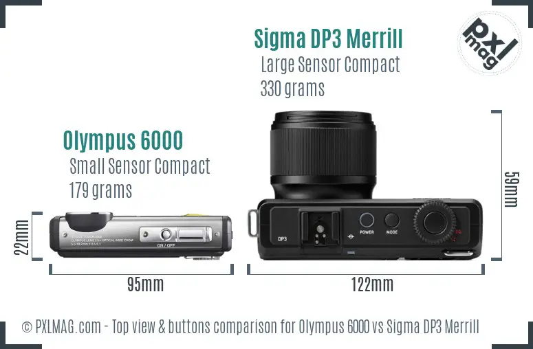 Olympus 6000 vs Sigma DP3 Merrill top view buttons comparison
