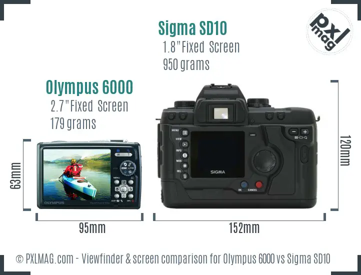 Olympus 6000 vs Sigma SD10 Screen and Viewfinder comparison Olympus 6000 vs Sigma SD10 Screen and Viewfinder comparison