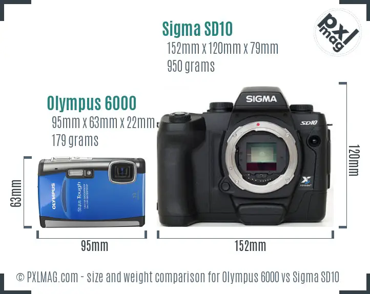 Olympus 6000 vs Sigma SD10 size comparison Olympus 6000 vs Sigma SD10 size comparison