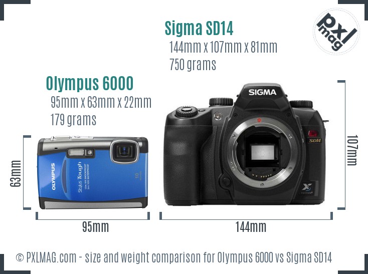 Olympus 6000 vs Sigma SD14 size comparison Olympus 6000 vs Sigma SD14 size comparison