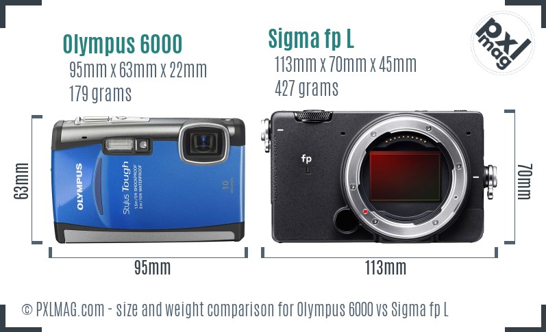 Olympus 6000 vs Sigma fp L size comparison