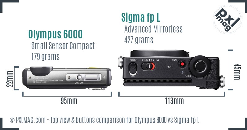 Olympus 6000 vs Sigma fp L top view buttons comparison
