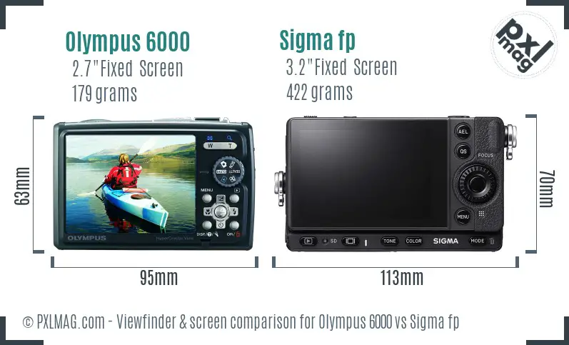 Olympus 6000 vs Sigma fp Screen and Viewfinder comparison Olympus 6000 vs Sigma fp Screen and Viewfinder comparison