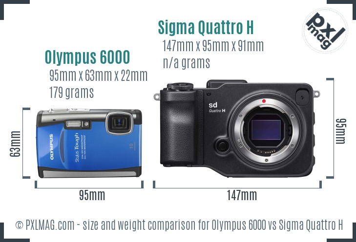 Olympus 6000 vs Sigma Quattro H size comparison