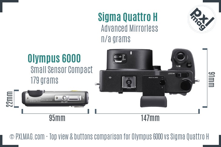 Olympus 6000 vs Sigma Quattro H top view buttons comparison