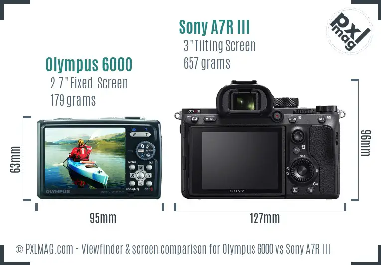 Olympus 6000 vs Sony A7R III Screen and Viewfinder comparison