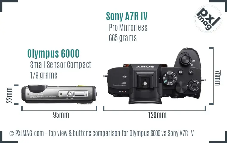 Olympus 6000 vs Sony A7R IV top view buttons comparison
