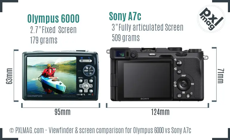 Olympus 6000 vs Sony A7c Screen and Viewfinder comparison