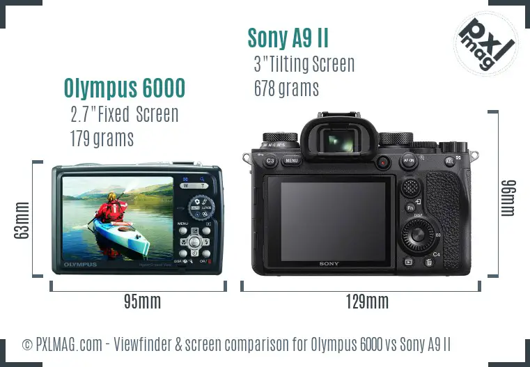 Olympus 6000 vs Sony A9 II Screen and Viewfinder comparison