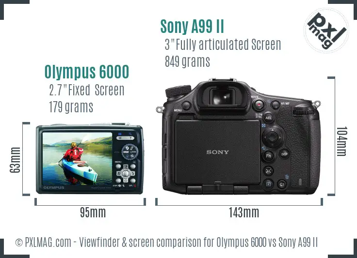 Olympus 6000 vs Sony A99 II Screen and Viewfinder comparison