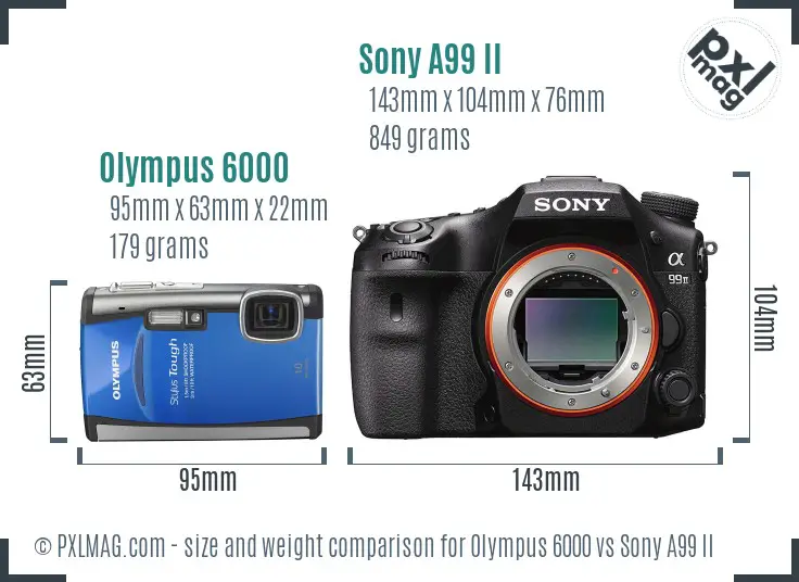 Olympus 6000 vs Sony A99 II size comparison