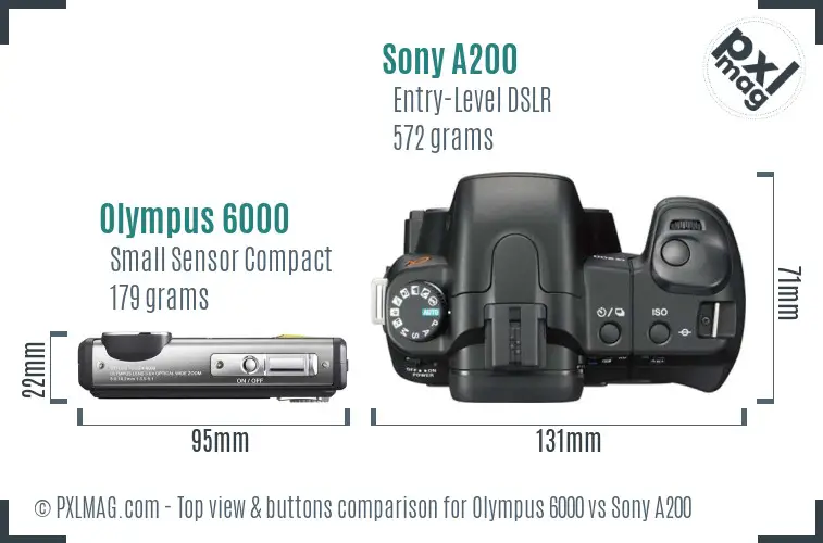 Olympus 6000 vs Sony A200 top view buttons comparison