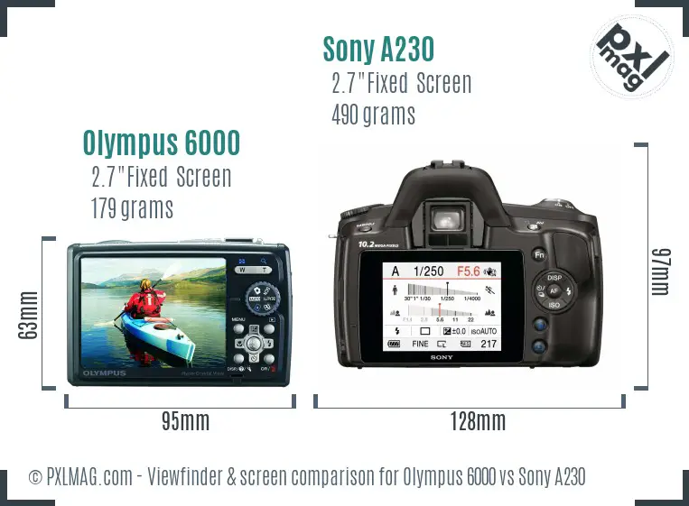 Olympus 6000 vs Sony A230 Screen and Viewfinder comparison