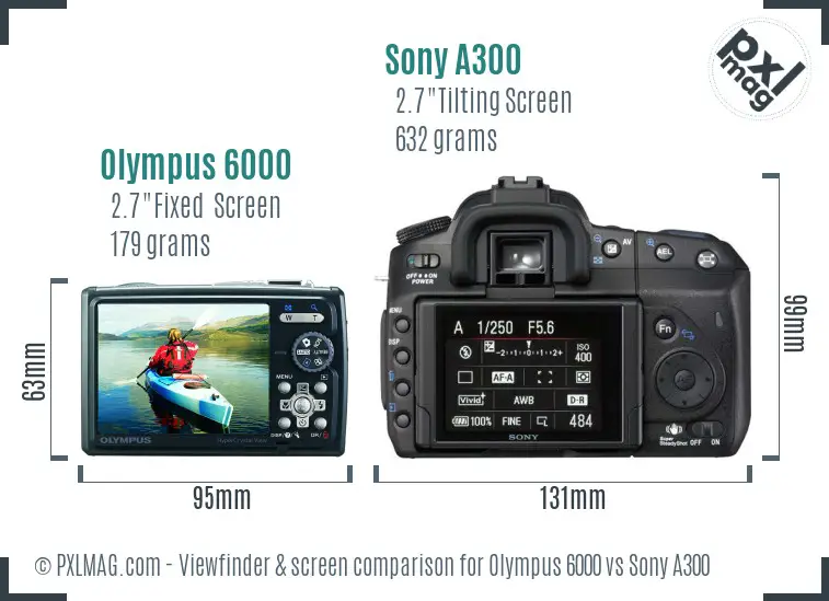 Olympus 6000 vs Sony A300 Screen and Viewfinder comparison