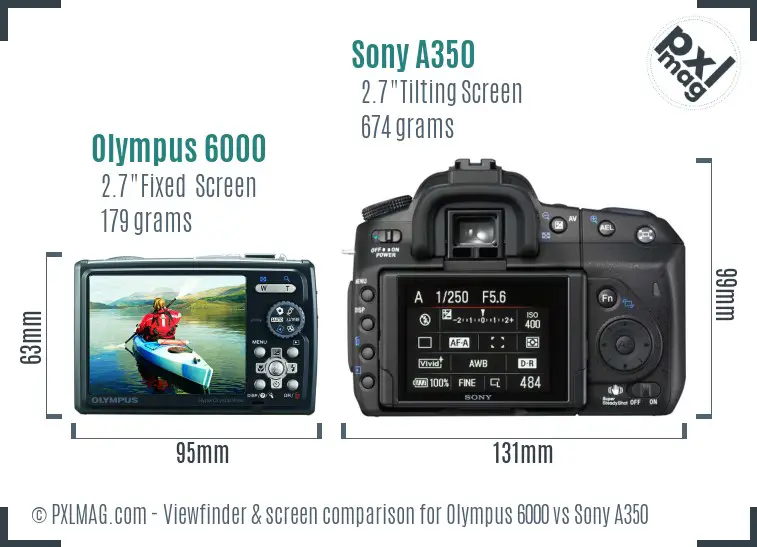 Olympus 6000 vs Sony A350 Screen and Viewfinder comparison