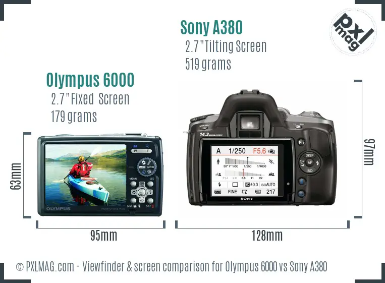 Olympus 6000 vs Sony A380 Screen and Viewfinder comparison