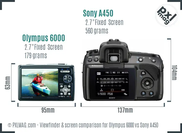 Olympus 6000 vs Sony A450 Screen and Viewfinder comparison