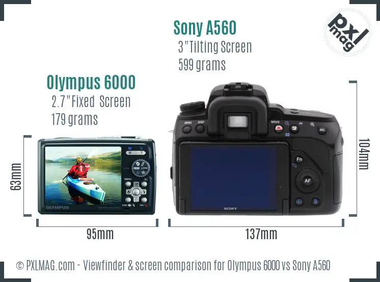 Olympus 6000 vs Sony A560 Screen and Viewfinder comparison