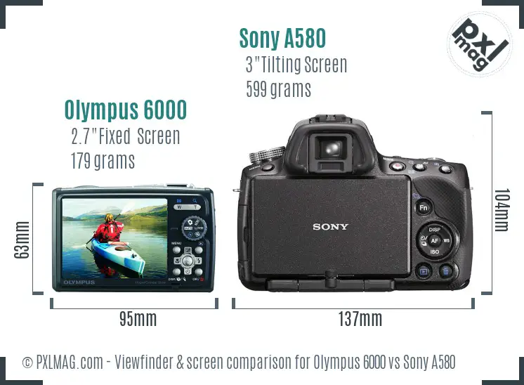 Olympus 6000 vs Sony A580 Screen and Viewfinder comparison
