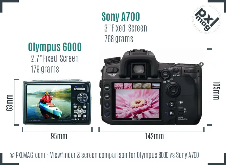 Olympus 6000 vs Sony A700 Screen and Viewfinder comparison