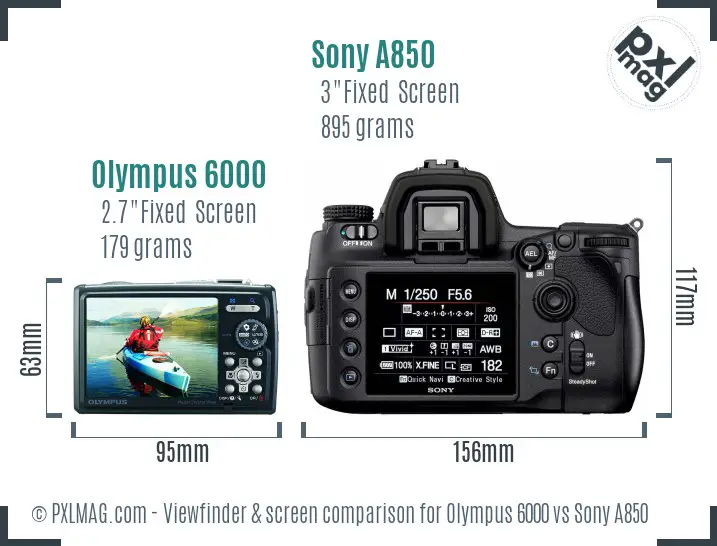Olympus 6000 vs Sony A850 Screen and Viewfinder comparison
