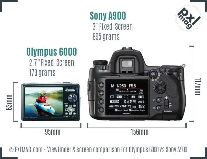 Olympus 6000 vs Sony A900 Screen and Viewfinder comparison