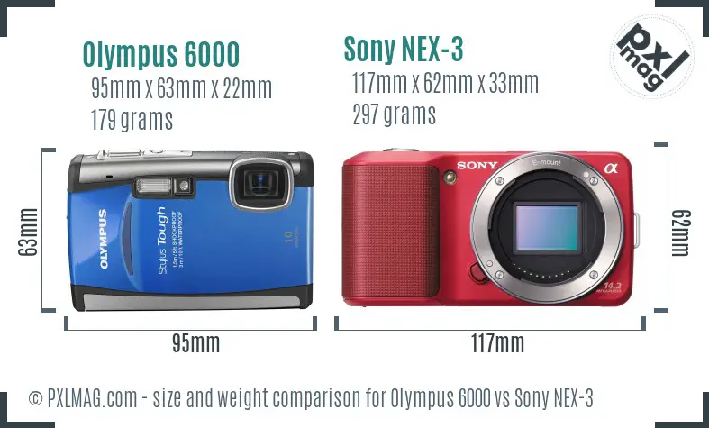 Olympus 6000 vs Sony NEX-3 size comparison