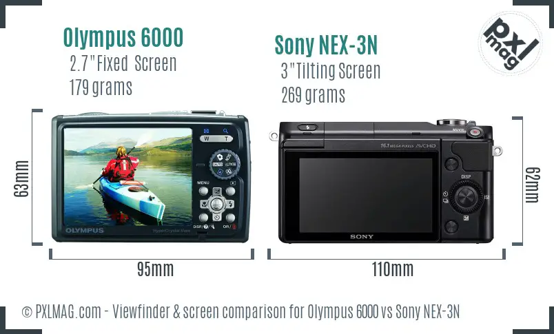 Olympus 6000 vs Sony NEX-3N Screen and Viewfinder comparison