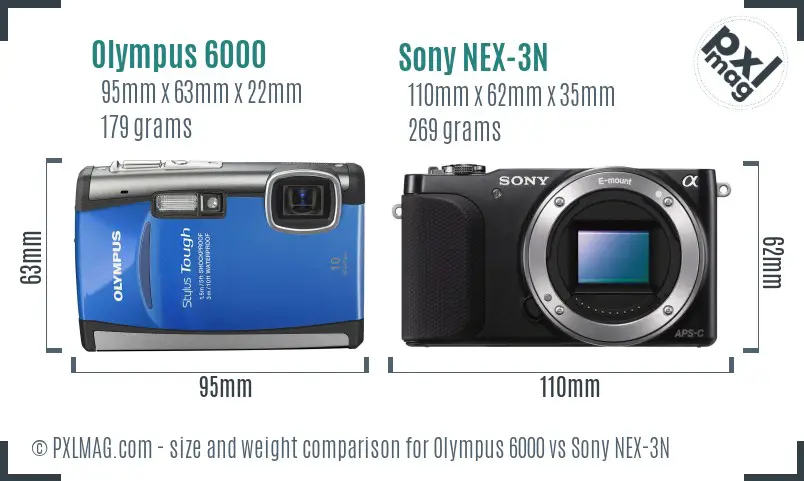 Olympus 6000 vs Sony NEX-3N size comparison